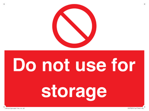 Do not use for storage